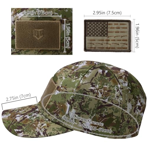 Image of Tactical Hat with Flag Patch Camo Military Army Hats Adjustable Trucker Baseball Cap Soft Top for Shooting