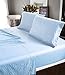 CrystalTowels Microfiber Bed Sheets Set - 4-Piece Soft Sheet Set, Stripe Pattern w/Sateen Finish, King Size Sheets Deep Pocket Set - Light Blue