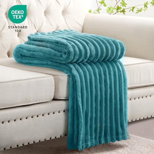 RUIKASI Kuscheldecke Flauschig Decke Türkis - 130x150cm Fleecedecke Sofadecke Couchdecke für Wohnzimmer Deko Tagesdecke Blanket… – Ansicht 4