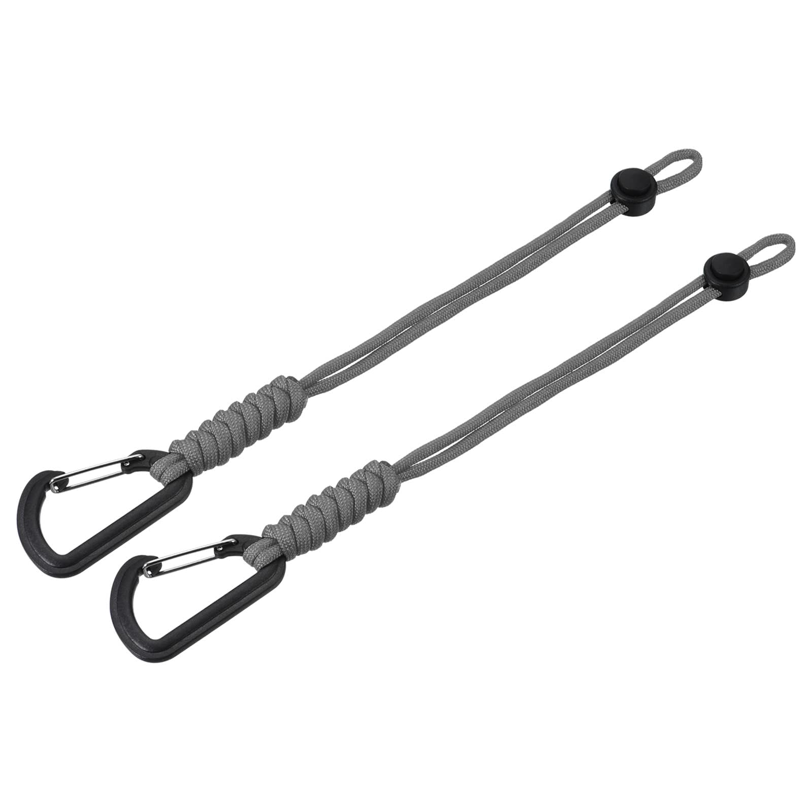 TOP-VIGOR Badge Lanyard with Hook 10 Inch, 2Pcs Braided Wrist Keychain Strap Adjustable Cord Lock for Keys Wallets Outdoors Grey