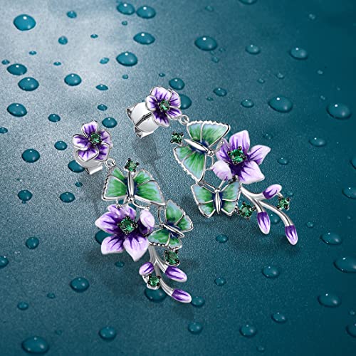Santuzza 925 Sterling Silver Gemstone Enamel Flower Earrings3