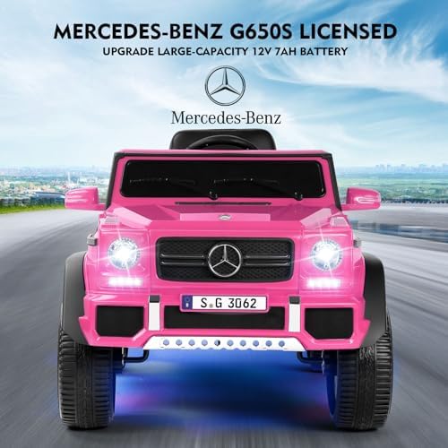 Ride On Cars, Licensed Mercedes-Benz Maybach G650S, 12V7AH Battery Powered Toy Electric Car for Kids W/LED Underglow Lights,Remote Control, 2 Motors, 3 Speeds, Music, Bluetooth,Horn, Rose Pink - 1