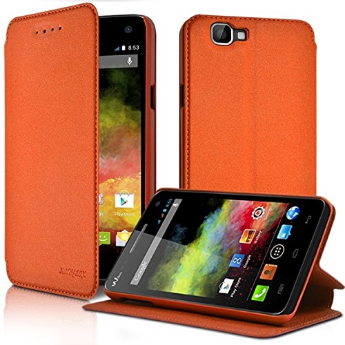 KARYLAX Seluxion - Housse Coque Etui à Rabat latéral Fonction Support Couleur Orange pour Wiko...