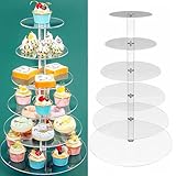 YLSMILE Acrylic Tiered Cupcake Stand for 60 Cupcakes, 6 Tier Cupcake Tower Cake Display Stand, 20in Tall Round Dessert Holder for Wedding Party Graduation Ceremony Anniversary