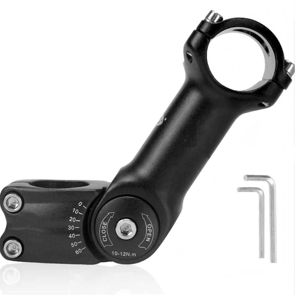 TERRIFI Adjustable Bike Stem, 0-60 Degree Adjustable MTB Stem, 31.8 130mm Bike Handlebar Stem Riser, with 2 Hexagonal wrench, for Mountain Bike, Road Bicycle, MTB, BMX, Cycling