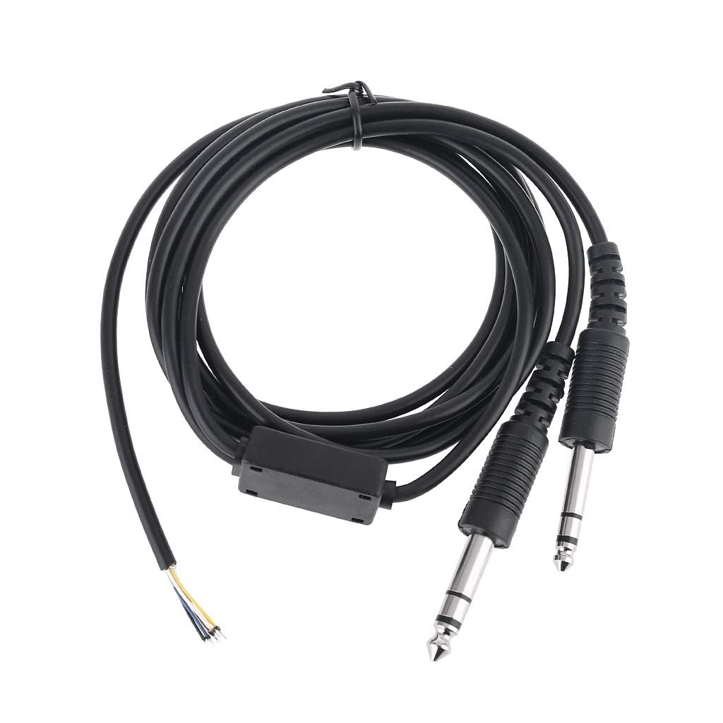 200cm DIY Aviation Headset Dual-Plug Aircraft Headphones Replacement Cable Good Mono Cable Line Cord Repairing, Black