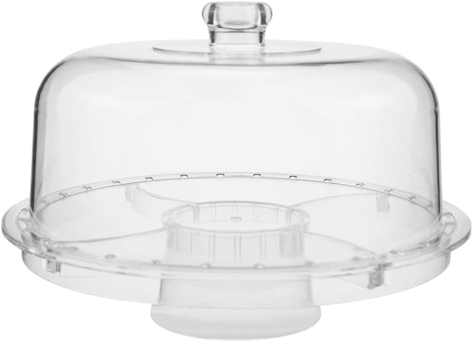 Tebery 6-in-1 Acrylic Cake Stand Cake Plate with 12”Dome Multi-Function Serving Platter, Salad & Punch Bowl