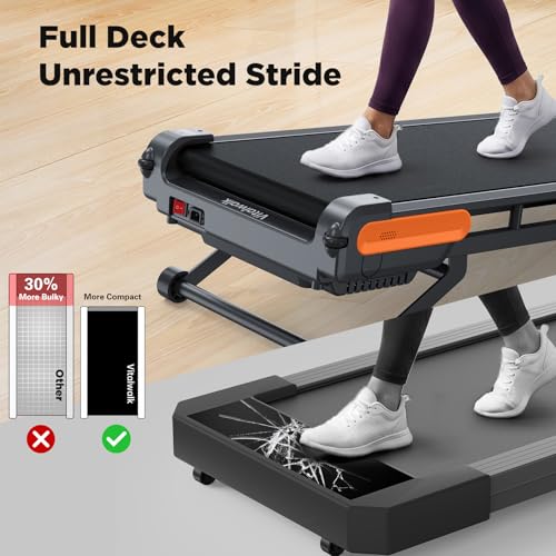 Image of Vitalwalk Walking Pad Treadmill with Incline, Full Deck 15% Auto Incline, Portable Under Desk Treadmills for Home Office, 4-Way Mobility & Vertical Storage, Vibe Speaker, 330LBS Capacity, 39.5 inch x 16 inch