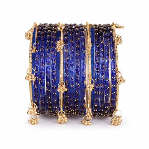 Image of Shining Diva Fashion 16 Pcs Trendy Stylish Glass & Kashmiri Ghungroo Bangles Set for Women & Girls | Traditional Festive Wedding Party Jewellery