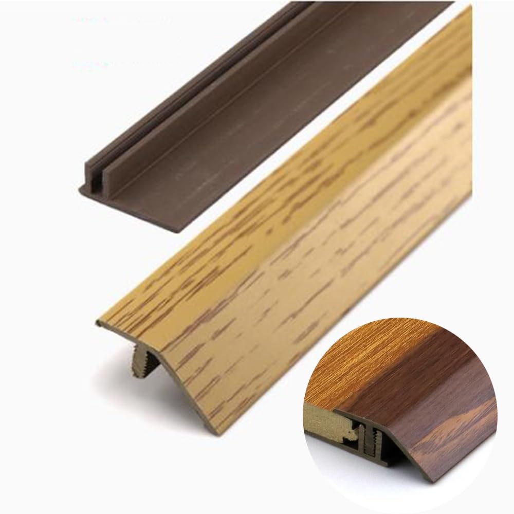 Luysmengeu Oak Laminate Floor Transition Strip，35.4In/90Cm Pvc Threshold Strip，Threshold Reducer With Base，Cuttable Carpet Floor Edge Binding Threshold Strip