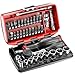 Price comparison product image FACOM NANO 38 Piece 6-Point 1/4 Inch Metric Compact Complete Screwing and Tightening Set with R.360NANOPB Quick Action 360 Rotary Handle Ratchet, Red, 6 Point Metric
