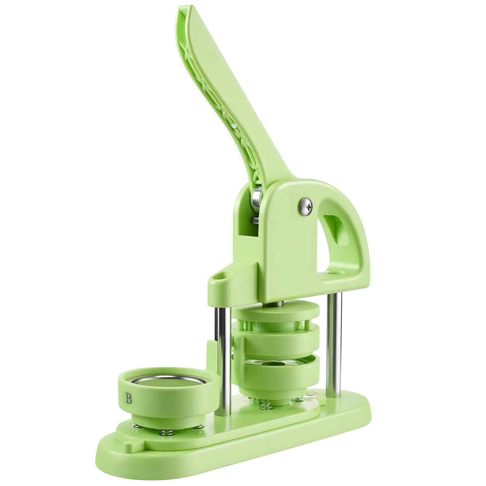 VEVOR Macchina per Spille Rotonde, Macchina Punzonatrice con 100 pezzi Kit per Fustellatrice Manuale per Badge 58 mm, Impugnatura Ergonomica, per Spille Personalizzate Fai da te (Verde)