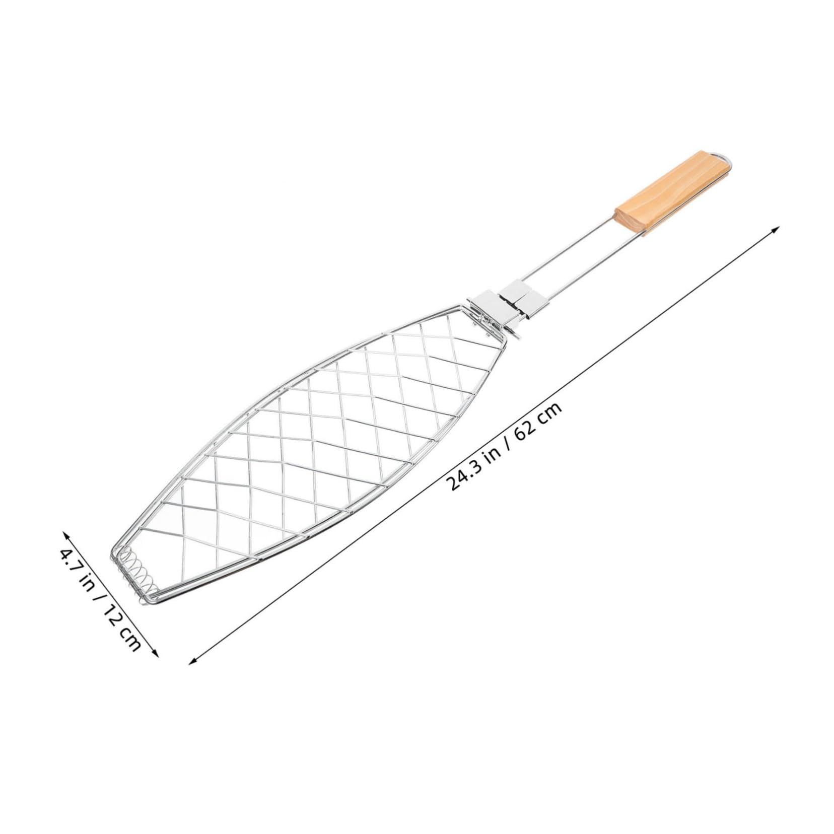 Set di 2 griglie pieghevoli per barbecue, in acciaio inox, manico resistente al calore, cestino multiuso per pesce e carne, facile da usare per cucinare all'aperto
