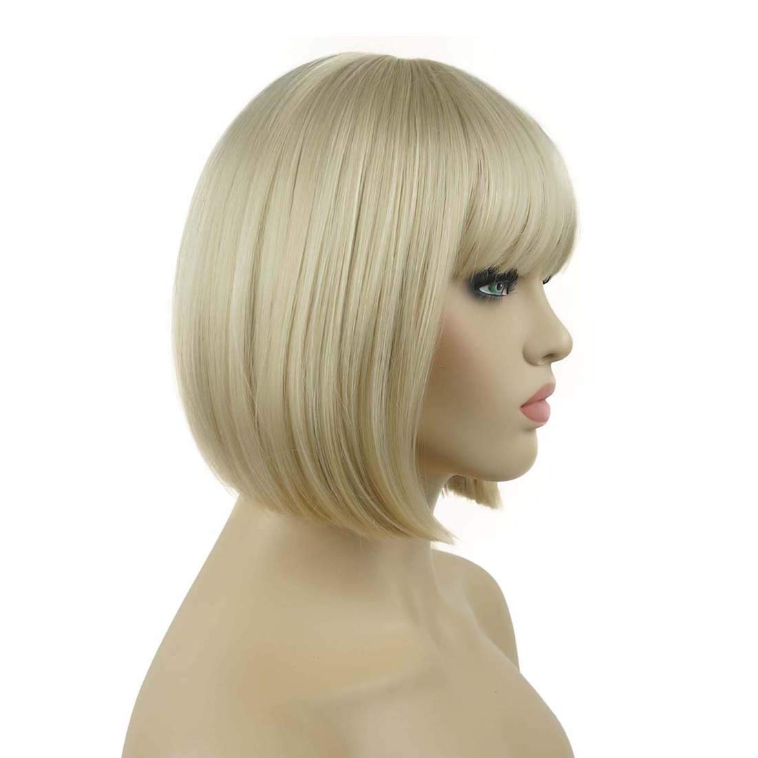 Lydell 20,3 cm glattes kurzes Bob-Haar, flacher Pony, niedlicher zentraler Punkt, hitzebeständig, synthetische Perücke (122)