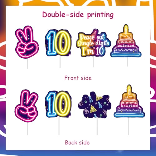 Decoración de neón para cupcakes de 10º cumpleaños para mesas de dulces 5