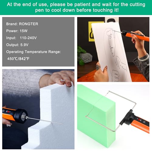 4 in 1 Hot Wire Electric Foam Cutter kit, Styrofoam Cutting Tool 15W/ 6V with Case, Heated Foam Carving Knife Kit. (Bagged Orange)