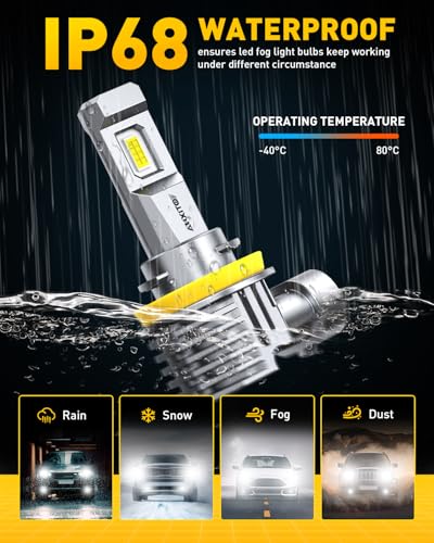 Image of AUXITO H11 Light Bulb, 900% Brightness 6500K H8 H9 Bulbs 1:1 Mini Size, Plug-N-Play, IP68 Waterproof, Pack of 2