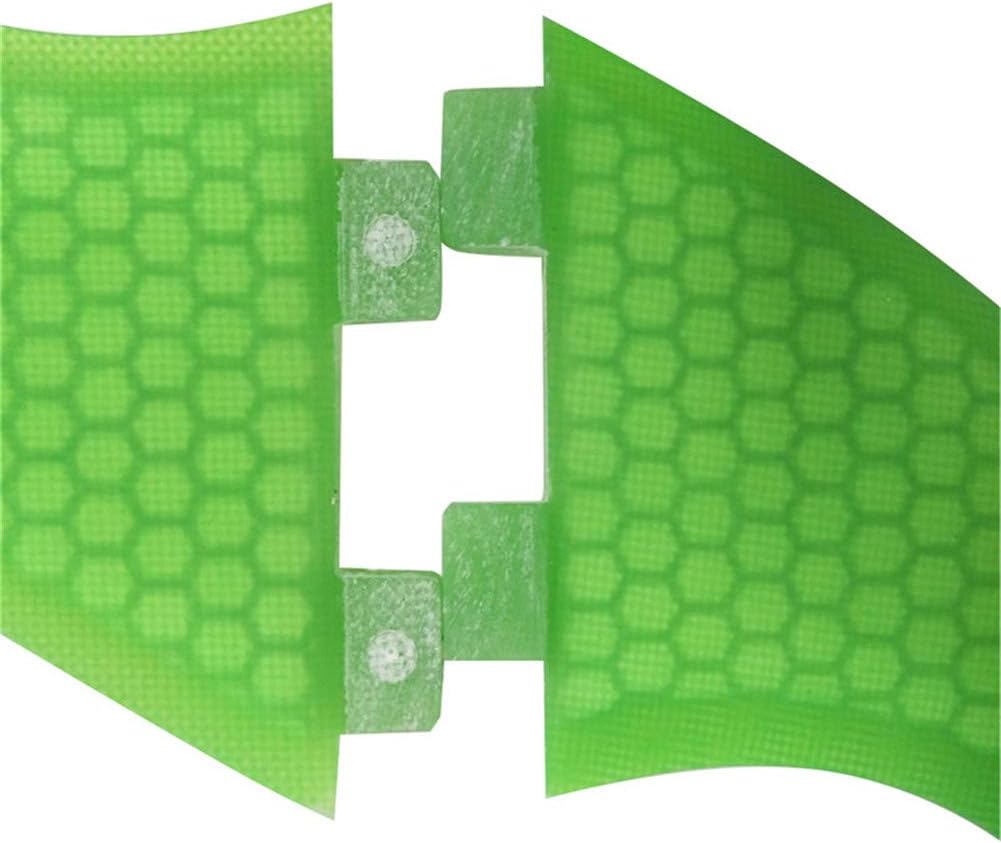 TOPWAYS Fiberglass Reinforced + Honeycomb Surfboard Fins (3), Tri/Thruster Fins Set (FCS G5 G7 Style) Surfboard Fins (Green, G7)