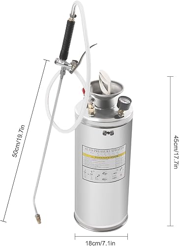 Miniatura 4 de YIYIBYUS Pulverizador de acero inoxidable, pulverizador de acero inoxidable, manómetro de presión (plata-1.5 galones)