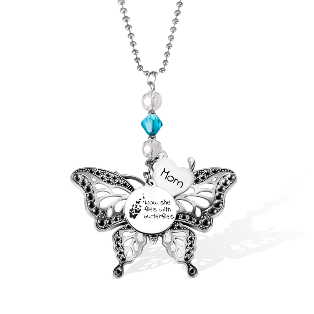 Custom Memorial Butterfly Car Rear View Mirror Charm Keepsake Hanging Ornament for Car Pendant Accessories