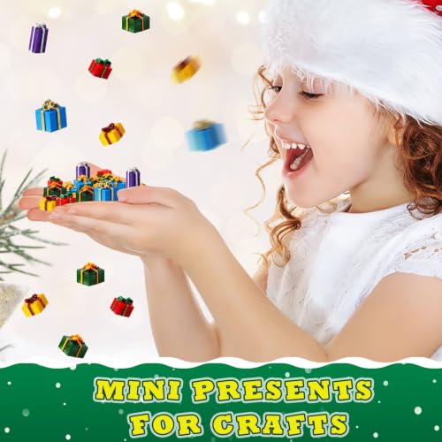 Image of JUNEBRUSHS 50 Pcs Christmas Miniatures for Crafts, Christmas Tree Mini Resin Presents Charms Mini Christmas Ornaments Figurines for Tree Decor Vase Filler Xmas Crafts
