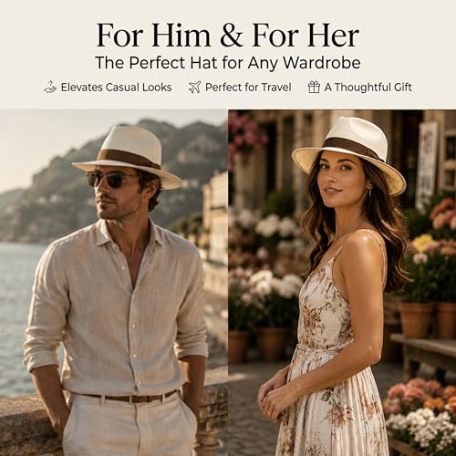 Image of Gamboa Original Panama Hat for Men and Women Fedora Straw Summer Beach Sun Hat Protection UV UPF50+