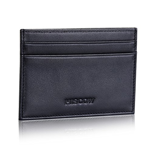 Leather Slim Card Holder, Tiny Small Credit Card Wallet Id Case For Men & Women (Black) #TOP1