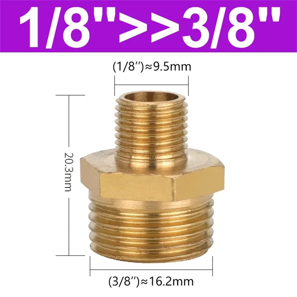 Racores de latón para mangueras, Accesorio de tubería reductor hexagonal de latón, rosca de 1/8, 1/4, 3/8, 1/2, 3/4 y 1 pulgada, adaptador de cobre, conector de acoplamiento igual, junta de plomería(0