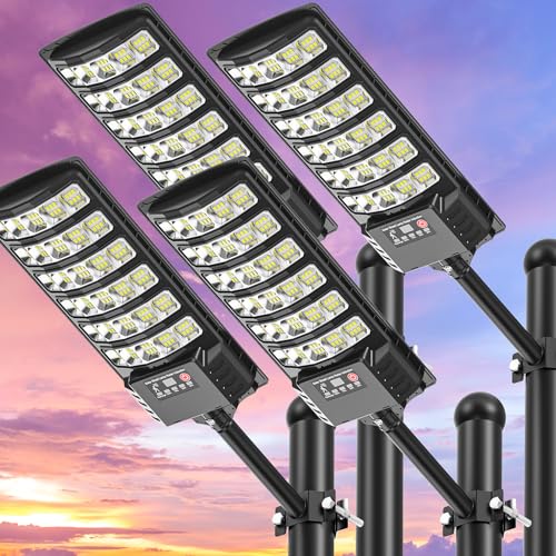 Solar Street Lights Outdoor Waterproof ,40000LM 320°Wide Angle Flood light, LED Solar Parking Light...