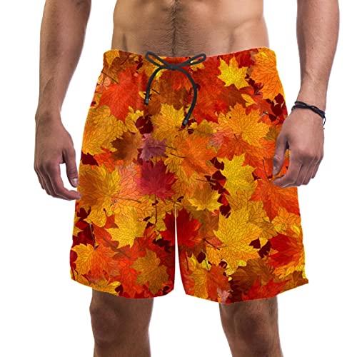 Short de plage à séchage rapide JDEZ pour hommes motif feuilles d'oranger