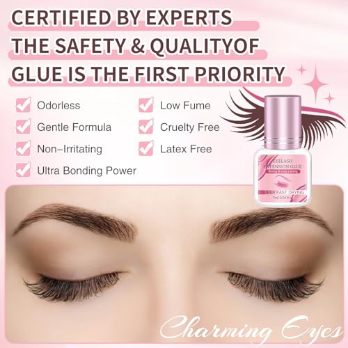 7ML Superkleber für Wimpernverlängerungen, 1–2 Sekunden Trocknungszeit, Flüssiger klebstoff, 8 Wochen Halt, schwarzer Kleber für professionelles Wimpernzubehör - New Pink