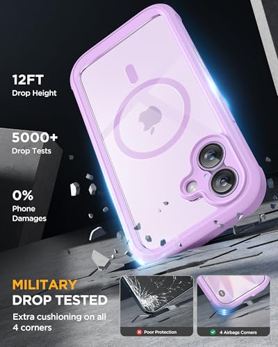 Image of Miracase for iPhone 17 Case 6.3'', Full-Body Military Grade Drop Protection Outdoor Phone case with Built-in Glass Screen &Camera Control,Easy Installation,No Gap,Compatible with MagSafe, Light Purple