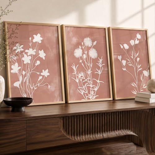 Image of kotart Botanical Art Home Decoration Painting | Floral Paintings With Frame For Living Room Bed Room Hotel Wall Decor Digital Reprint Set of 3 (35x37 Inch)