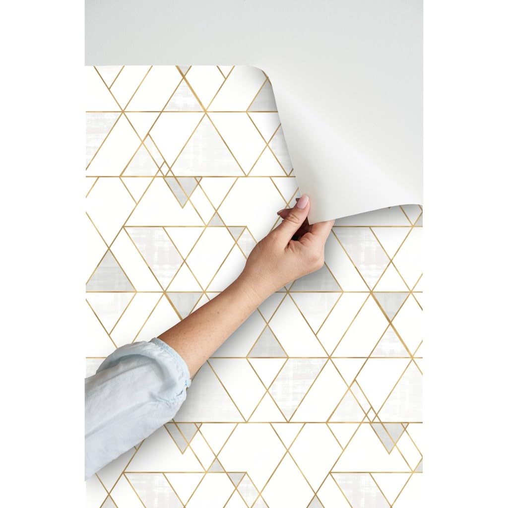 Spoonflower Peel And Stick Removable Wallpaper - Triangles Geometric Print, 24in X 144in Roll