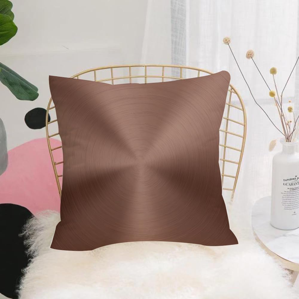 HYMSXW Cushion Cover,Throw Pillow Case Home Decorative for Living Room Bedroom Sofa Chair 20X20 Inch,Copper, Circle Copper Steel Texture Inspired Radial and Round Plate with Shades,Pillowcase 50X50cm