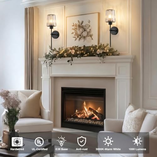 Image of KARTOOSH Hardwired Crystal Wall Sconces Set of 2