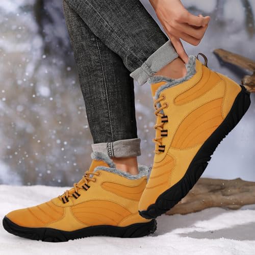 Image of Hike Footwear Barefoot Shoes Mens Womens, Winter Wide Toe Barefoot Hiking Shoes Boots, Non-Slip Waterproof Outdoor Running Boots Sneakers for Women Men