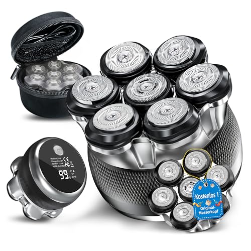 Bild: ICARE Glatzen Rasierer Herren ? 7D Kopfrasierer Glatze mit Magnetischem Scherkopf ? IPX6 Glatzenrasierer Typ-C - 1200mAh Akku trocken & nass Rasur ? inkl. 2 originale Scherk�pfe ? Leicht zu Reinigen f�r 34,99 EUR  bei Amazon