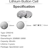 Vista 3 de PGSONIC CR2016 3V Lithium Coin Battery (15-Pack), Powerful, Reliable and Leak-Free
