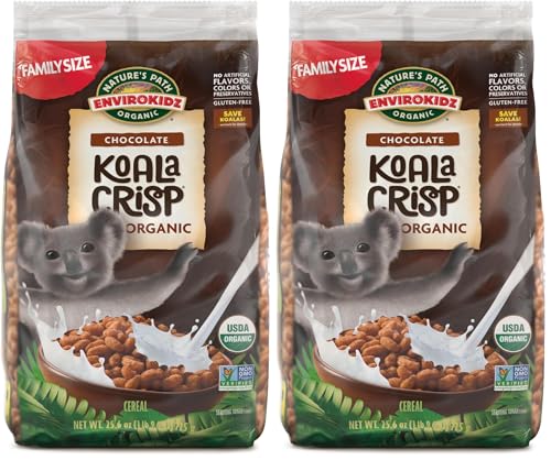 EnviroKidz Organic Koala Crisp Cereal, 25.6 oz (Pack of 2), Chocolate, Gluten Free, Non-GMO, Fair Trade, Earth Friendly Packaging, by Nature's Path