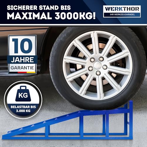 WERKTHOR Auffahrrampe PKW Metall - [2er Set] Auffahrrampen für maximalen Halt [