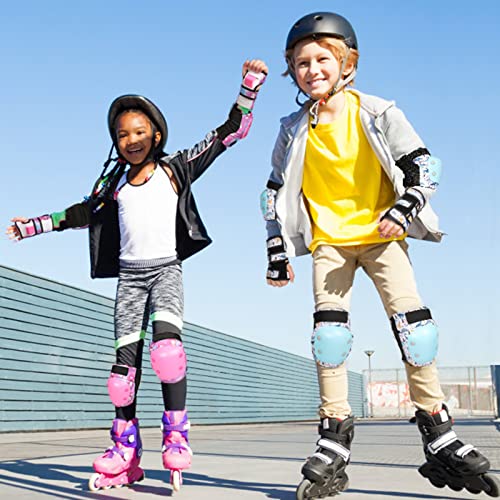 Knee Pads For Kids Unicorn Dinosaur Knee Elbow Pads Wrist Guards With Drawstring Bag, Protective Gear Set For Girls Boys Kids Knee And Elbow Pads Set For Skating Cycling Scooter(3-8, 7-15 Years) #TOP5