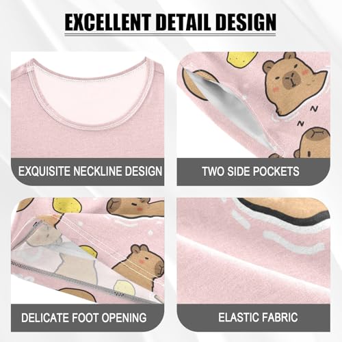 senya Good Night Cute Capybara P Summer Pajamas Set Short Cotton Sleepwear 2 Piece4