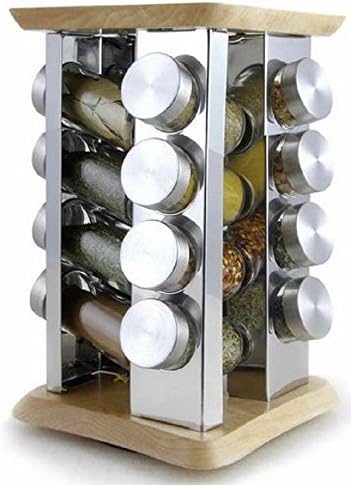 16 Piece Rubber and Wood Spice Rack Set