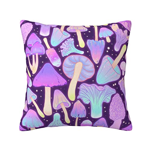 Psychedelic Trippy Mushrooms Throw Pillow Covers Cushion Cases Square Pillowcases For Home Decor Sofa Car Bedroom Pillow Case 18X18 Inches #TOP6