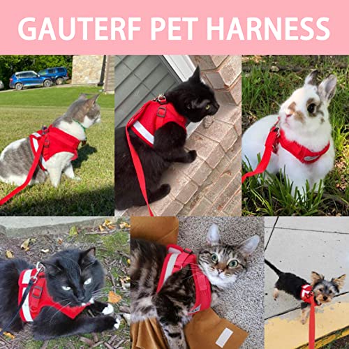 Cat Harnesses And Puppy Harness With Leashes Set, Escape Proof Cat Harness, Adjustable Reflective Soft Mesh Vest Fit Puppy Kitten Rabbit Ferrets's Outdoor Harness (Red, S, Chest: 9" - 11") #TOP2