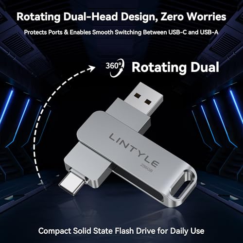 Memoria SSD externa USB de 256 GB con doble conector Tipo C y A carcasa metálica para iPhone 16 5