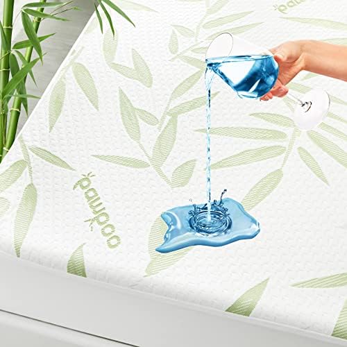 Twin XL Bamboo Waterproof Mattress Pad Cover, Soft Breathable Cooling Mattress Pad Cover, Waterproof Mattress Protector Stretches up to 21” Deep Pocket Tightly Fitted Mattress Protection