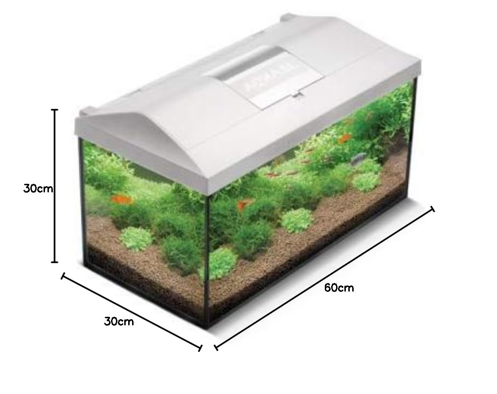 Aquael Leddy - Set Completo di luci LED per Acquario, con Copertura, Filtro, riscaldatore, LED Day & Night (60 x 30 x 30 cm), Colore Nero