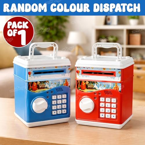 Image of Zest 4 Toyz Money Piggy Bank Toy for Kids Gullak Money Safe with Number Password Money Saving Mini ATM Toy with Lights and Sound Money Bank for Kids - Multicolor